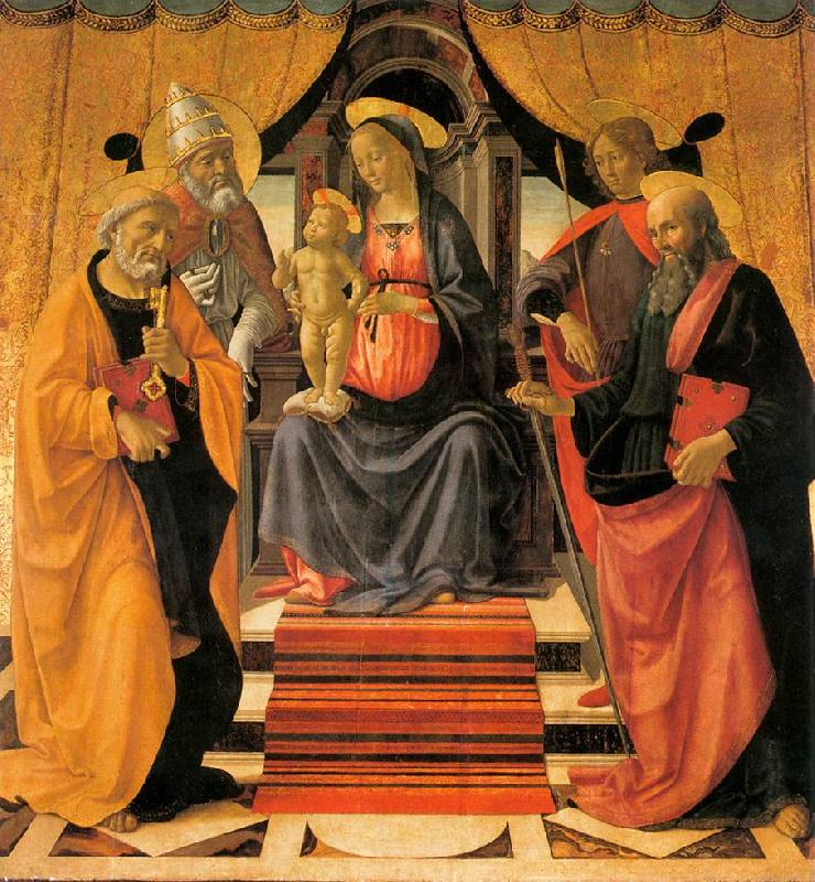 GHIRLANDAIO, Domenico Madonna and Child Enthroned with Saints oil painting image